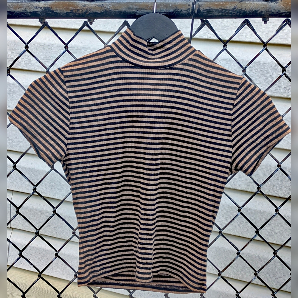 Garage Black and White Fitted Ribbed Tee